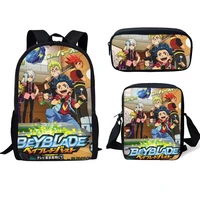 3pcs set teenager girl boy backpack anime beyblade burst print school student schoolbags mochilas children softback