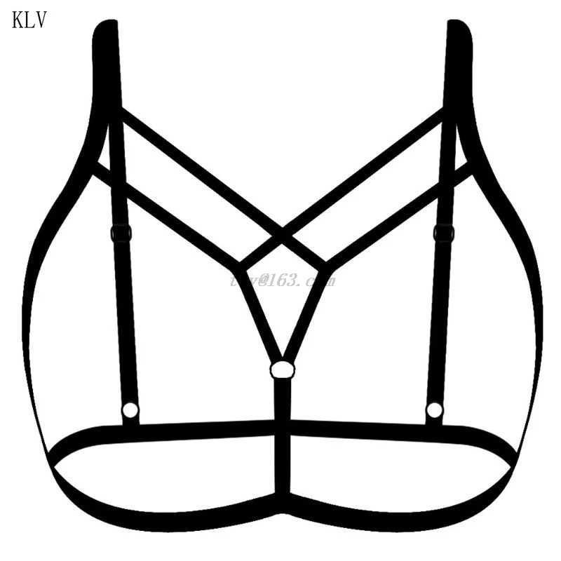 

Women Erotic Hollow Out Alluring Harness Bra Elastic Cage Strappy Bandage Bustier Elastic Criss Cross Crop Top Clubwear Lingerie