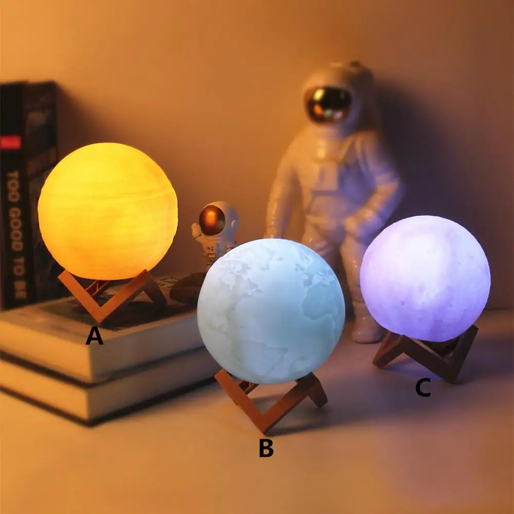 

Small 3D Moon Light Lamp Starry Sky Saturn Earth Night Lights Bedside Christmas Kids Gifts