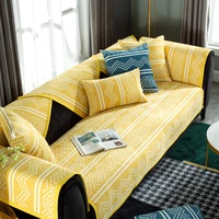yellow strips sofa towel simplicity cotton linen sofa set modern geometric sofa cover non slip cushion pillowcase slipcover h7