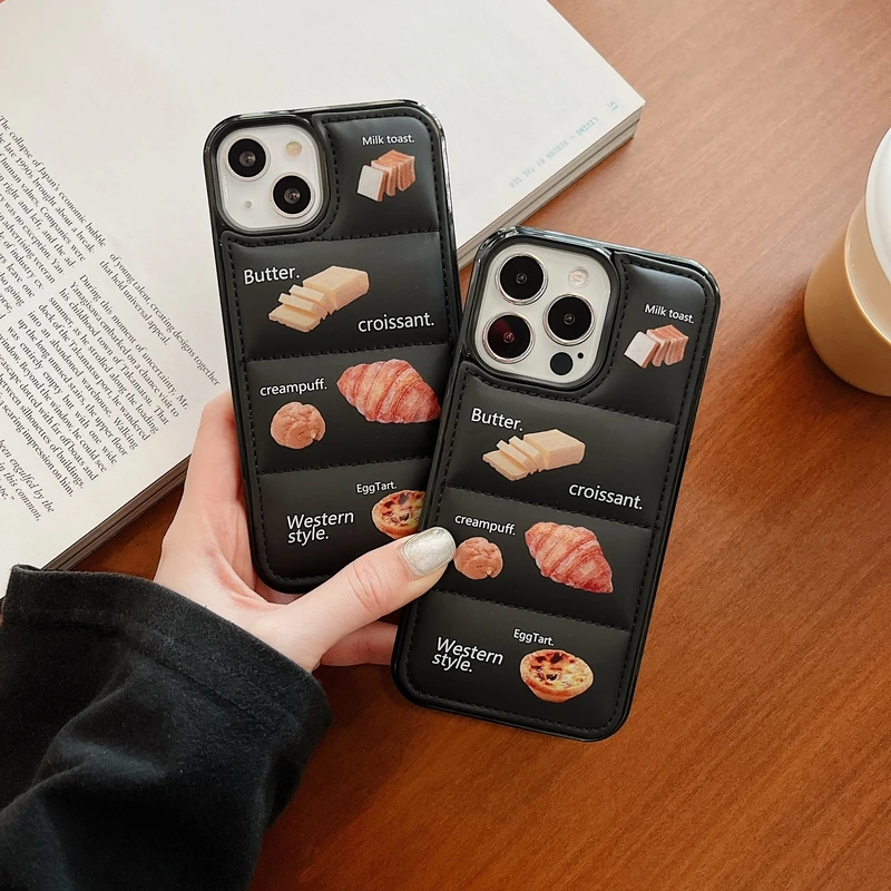 

Winter Down Jacket 3D The Puffer Dessert Food Soft Cloth Phone Case For iPhone 13 12 11 Pro Max Xr X Xs Max 7 8 Plus Soft Cover
