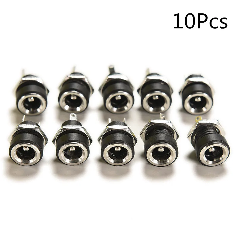 10Pcs 3A 12v For DC Power Supply Jack Socket Female Panel Mount Connector 5.5mm 2.1mm Plug Adapter 2 Terminal Types | Обустройство