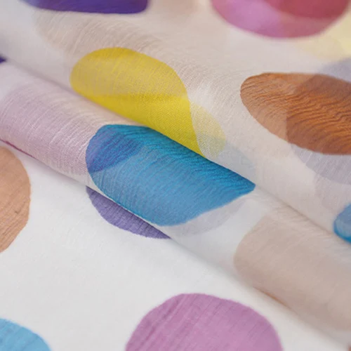 Яркая шелковая марлевая ткань в горошек с принтом SCG532|Ткань| |