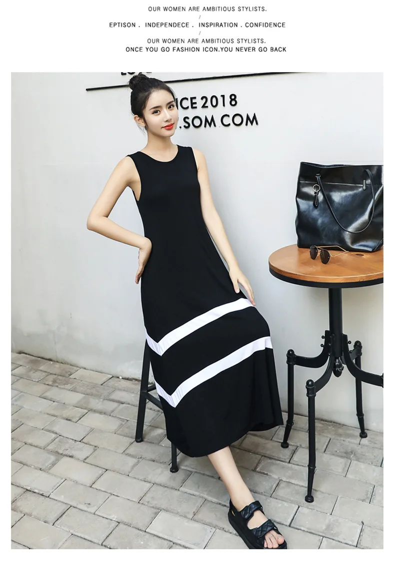 Ночная рубашка женская хлопковая без рукавов в полоску стиле пэчворк | Женская