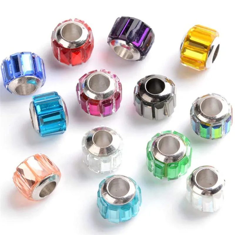 

10Pcs/Lot Stripe Large Hole European DIY Spacer Beads for Jewelry Making Charms Fit Pandora Bracelet Snake Chain Cord Necklace