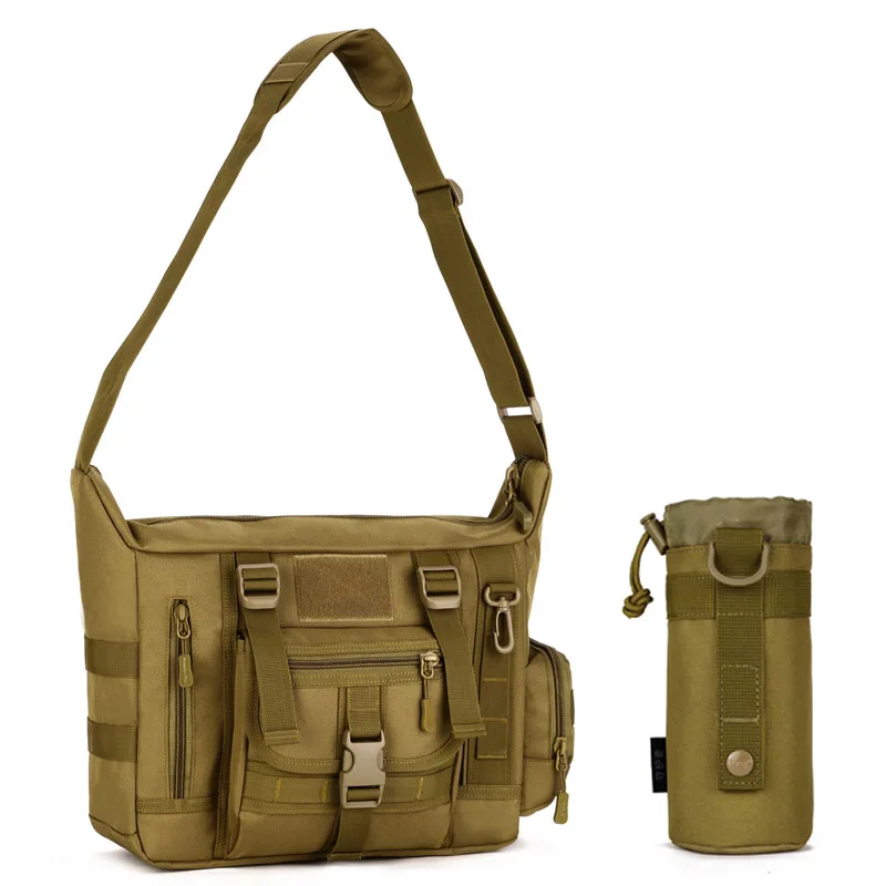 khaki with water bag Протектор Плюс Тактический Слинг сумки на ремне, Водонепроницаемый военные мужские сумки через плечо, Для мужчин для путешествий на открытом воздухе сумка для 14-дюймового ноутбука - Цвет: khaki with water bag