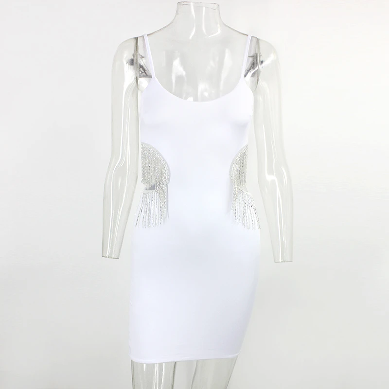 Женское облегающее платье на бретельках Fuedage черное клубное мини с открытой