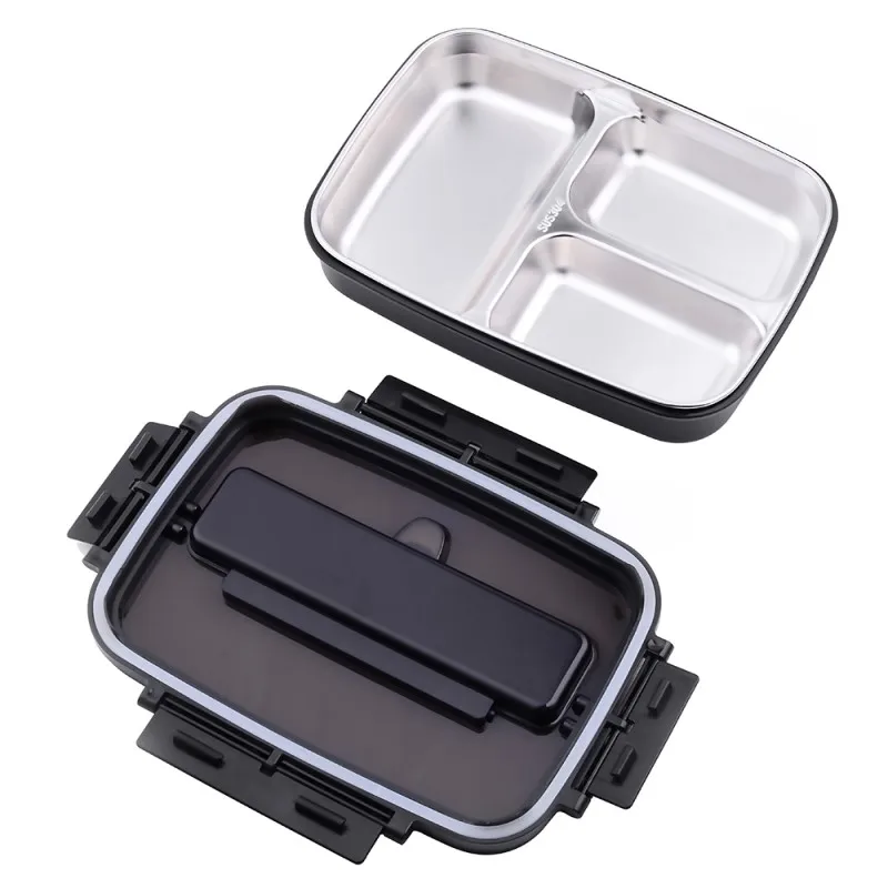Портативный 304 из нержавеющей стали Bento Box с 3 отделениями Ланч-бокс герметичный микроволновая печь Подогрев пищевой контейнер посуда для взрослых
