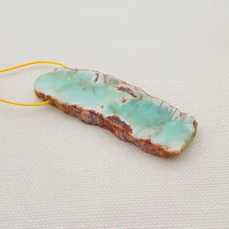 Nugget Chrysoprase Gemstone Pendant Bead ,Natural Stone Jewelry, 65x19x7mm, 18g