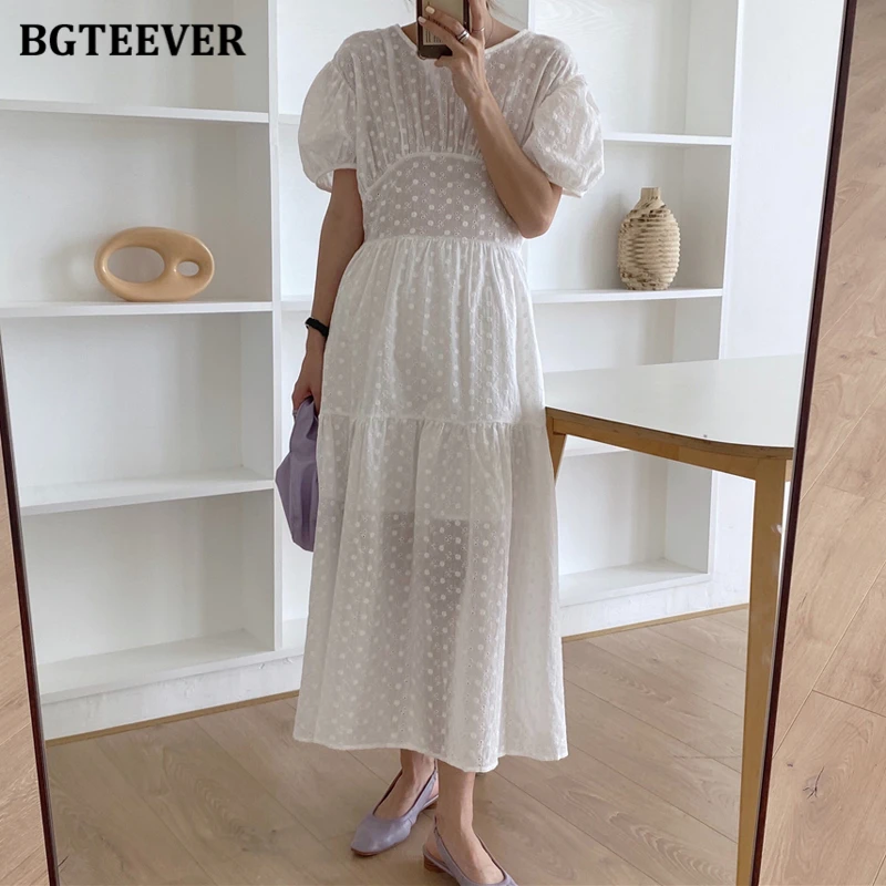 Платье BGTEEVER женское с круглым вырезом и вышивкой длинное облегающее платье
