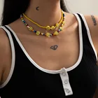 Go2Boho желтый рисунком в виде улыбающихся рожиц; Бисерное ожерелье красочные бусы колье ожерелье для девочек женские простые ювелирные изделия ожерелья из акрила 2021
