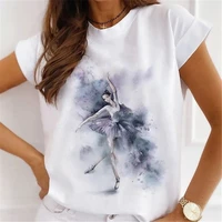 women t shirt summer new fashion short sleeve t shirt female ballet ink painting printed oversized t shirts casual tops tee