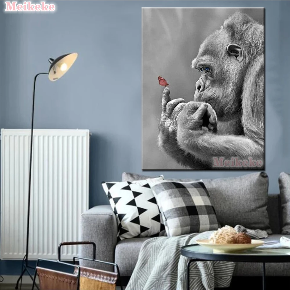 

Full Square 5D DIY Embroidery Animal Gorilla Diamond Painting Mosaic Pictures Rhinestones Home Decor Cross Stitch