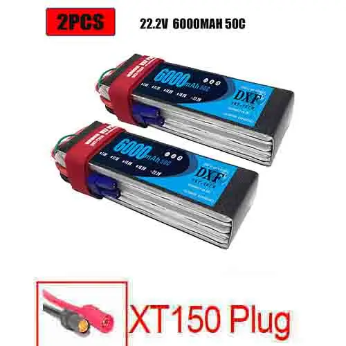 Аккумулятор DXF 7,4 V 22,2 V 6S 2S 5200mah 6000mAh 50C Burst 100C для радиоуправляемого автомобиля квадрокоптера вертолета самолета - Цвет: 2PCS6000SOFTXT150