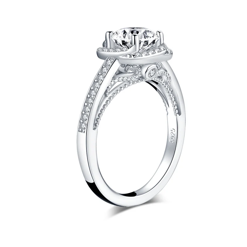 

9K 10K 14K 18K Gold 7mm Round Moissanite Women Engagement Jewelry Female Wedding Finger Flower Rings