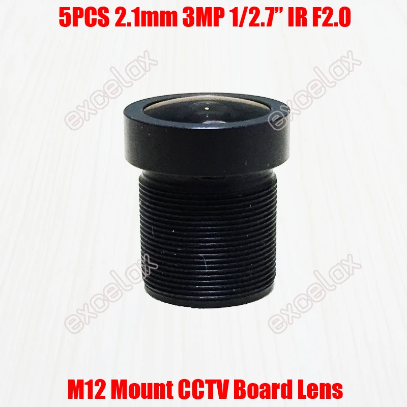 5 шт./лот 3MP 1/2.7 &quot2 1 мм F2.0 фиксированный Ирис IR MTV CCTV объектив M12 крепление для 720P 960P