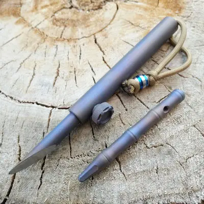 Blue Титановая тактическая крутая палка пистолет болт K палка Нож EDC Bamboo Самозащита наружное Походное оружие для побега - Цвет: Blue