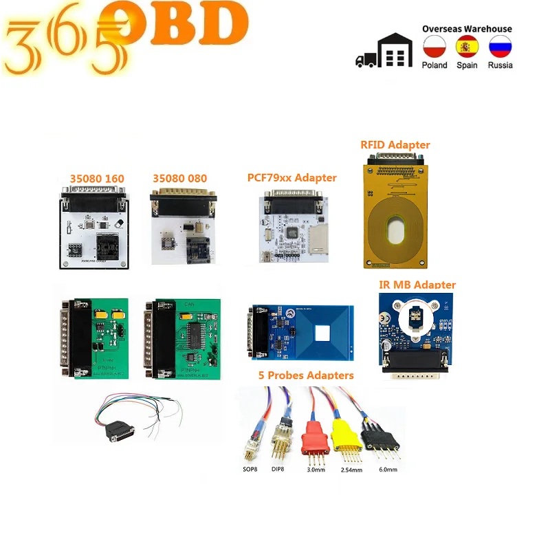 Адаптер IPROG для программатора + IProg замена RFID/CAN BUS/K LINE/MB IR/PCF79XX/5 шт. зондов/35080/160/080