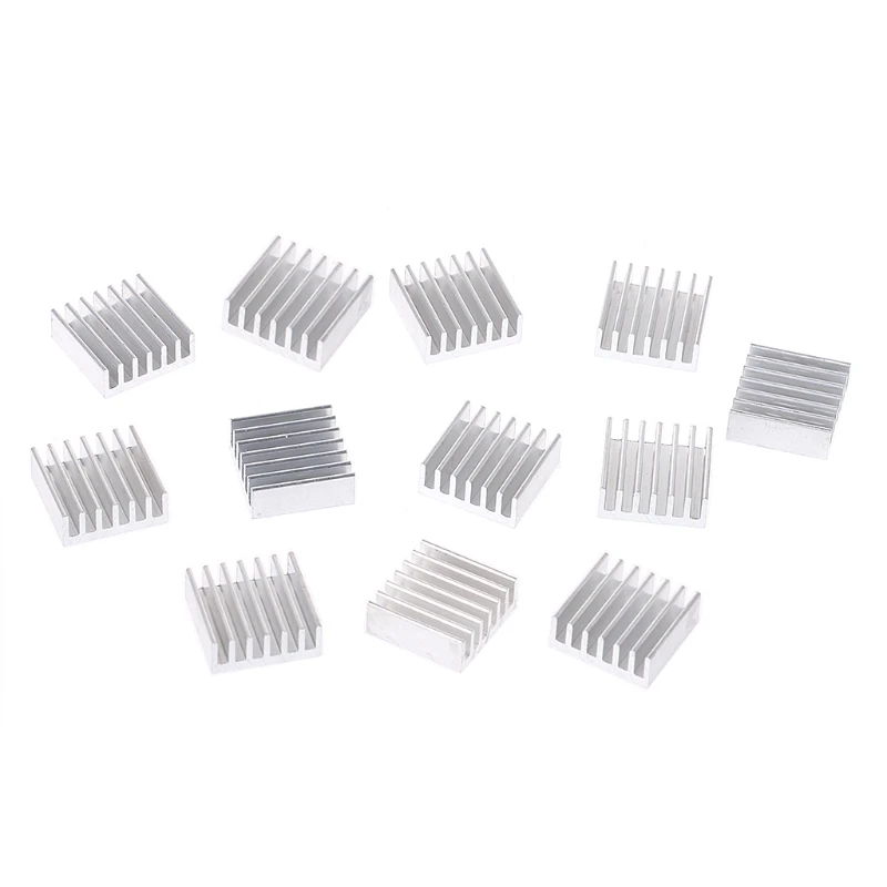 

12 Pcs Silver Aluminum Radiator Heatsink Heat Sink Cooling Kit 14x14x6mm 95AD