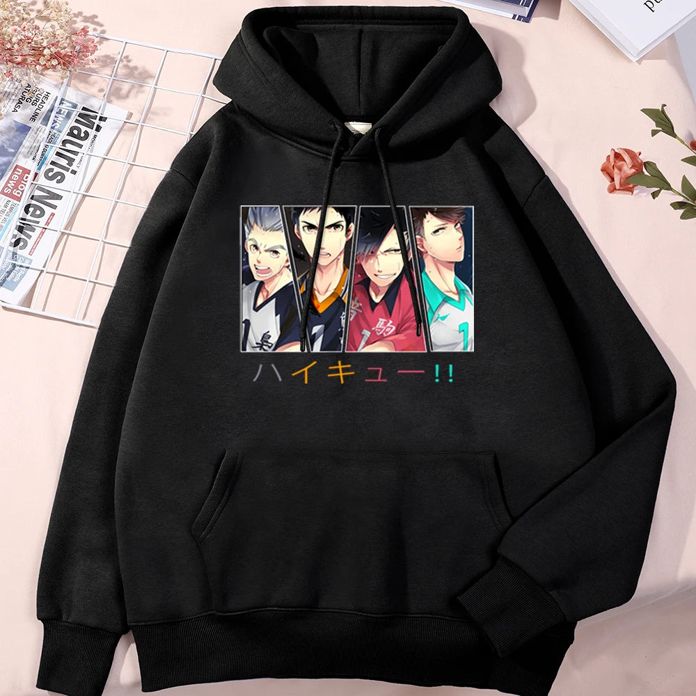 

Мужская толстовка с капюшоном с рисунком Аниме Haikyuu четыре номера один, толстовки, Мужская мягкая уличная одежда больших размеров, свитшоты с круглым вырезом, универсальная одежда