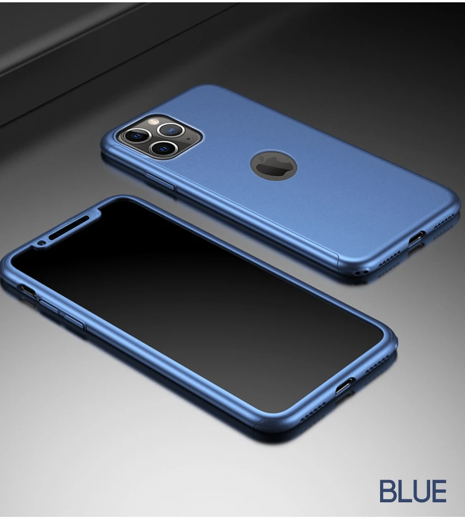 Роскошный 360 изогнутый полный Чехол для iPhone 11 Pro Max, защитный чехол для iPhone XR XS Max X 11 6 6 S 7 8 Plus, противоударный чехол, стекло
