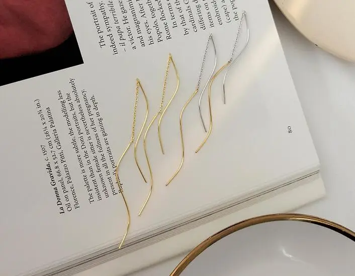 1 пара аутентичных сережек серьги подвески из серебра с волнистым узором в виде