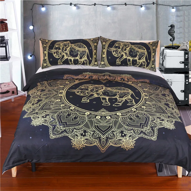 

3D gold plating printed bedding sets bergamot star printing single double king size duvet cover 2/3 pcs