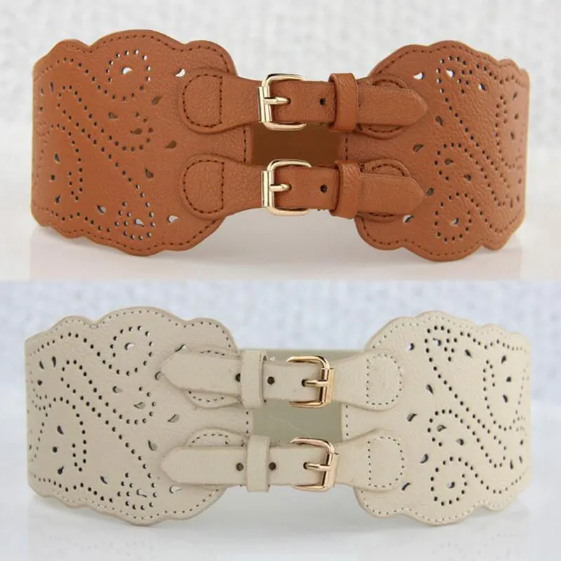 

Для женщин с двойной пряжкой эластичный ремень для широкой талии стрейч корсетный пояс для Для женщин платье эластичный ремень на талию рег...