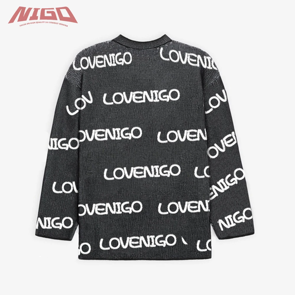 

NIGO Ms 21ss Women's Autumn And Winter Loose Round neck Cotton Sweater With LOGO All Over Print Sweater #nigo55833