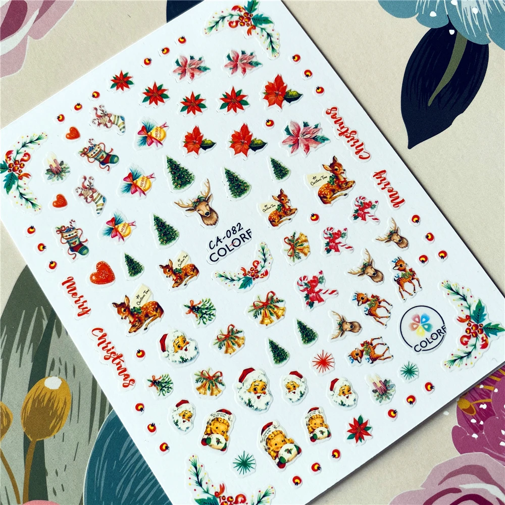 Рождественский Санта-Клаус Подарок 3D Наклейка для ногтей на клейкой основе CA-082-083-333, декоративный инструмент для орнамента.