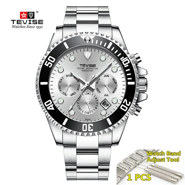 silver silver TEVISE Diver часы автоматические механические часы спортивные Топ брендовые Роскошные мужские часы мужские наручные часы montre homme - Цвет: silver silver