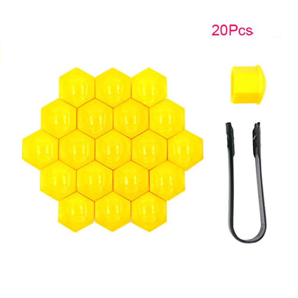 

20pcs Universal Vehicle Car Wheel Lug Bolt Nut Covers Caps+Removal Tool Wheel Screw Covers+Clip Car Tire Screw Cap