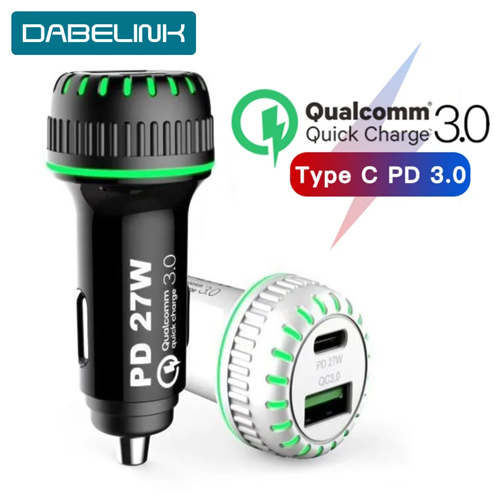 Быстрое зарядное устройство PD 5A USB QC 3 0 4 автомобильное два 36 Вт Type C LED 9 в 3A 27 для