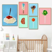 funny foods basketball football lollipop wall art canvas painting nordic posters and prints wall pictures for living home decor