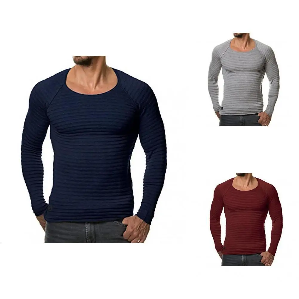 

Модная Базовая рубашка, пуловер с длинным рукавом, однотонная трикотажная Мужская футболка, Мужская Базовая футболка