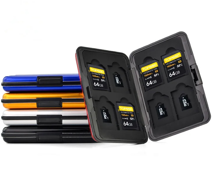 Новый портативный черный алюминиевый чехол для карты памяти 16 слотов (8 + 8) Micro SD SDHC