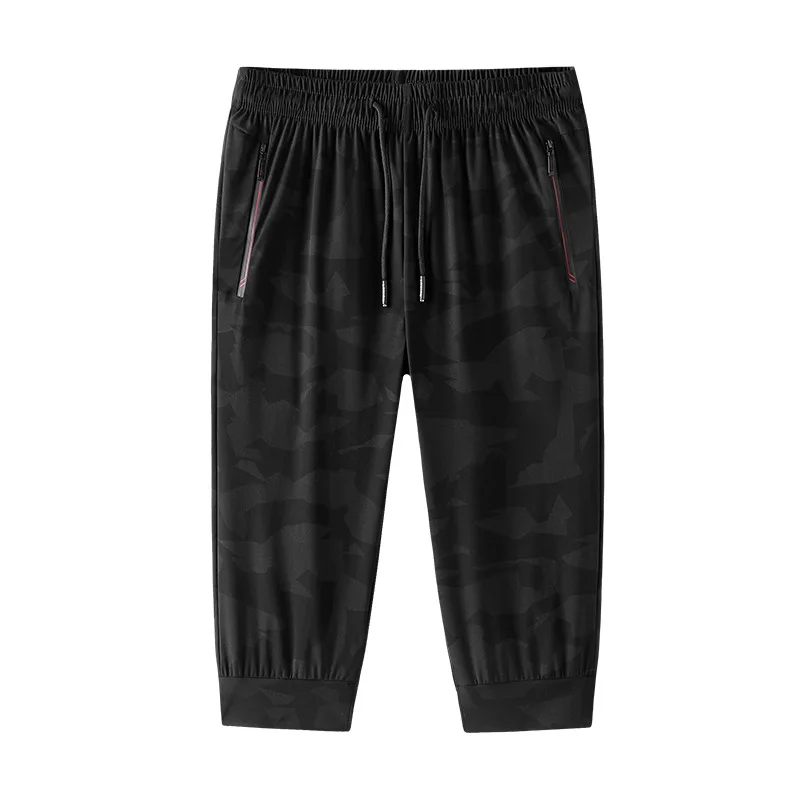 

Super large size 9XL sports cropped pants men's loose high stretch sports pants thin ice silk running cropped pants 150KG 200CM