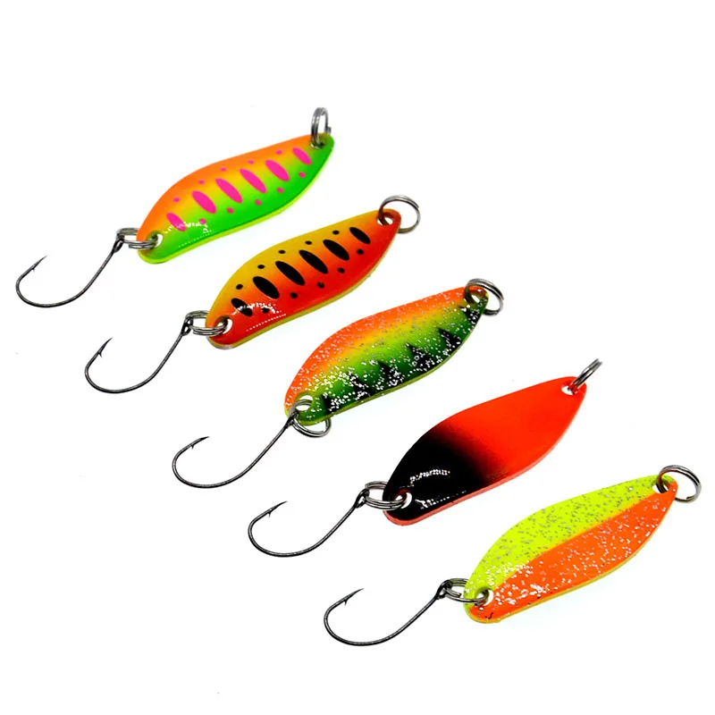 

5pcs/lot Curved Sequins New Colorful Willow 3.4cm 3.5g Multicolor Fake Bait Metal Fishing Lure Spoon Sequin Spinner Bait