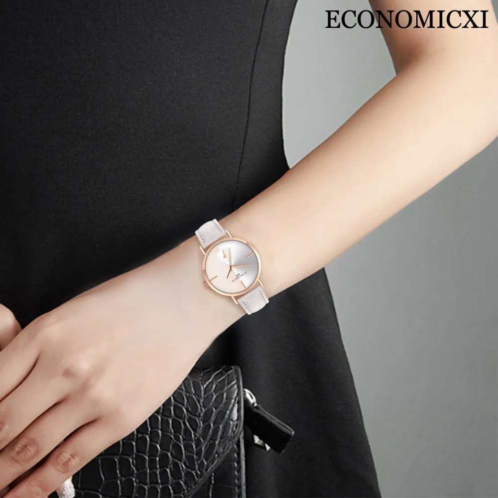 

New Fashion Hot Sale Leather Belt Simple Round stainless steel Dial Women Watches Analog Casual Quartz Wrist Watch Elegant Watch