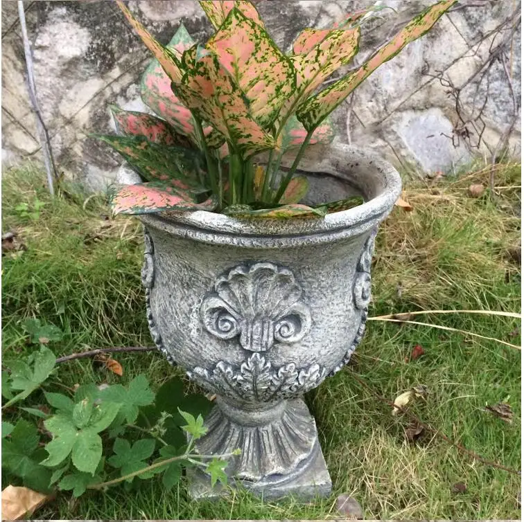 Европейские ретро старые тисненые большие цветочные горшки уличные фигурки
