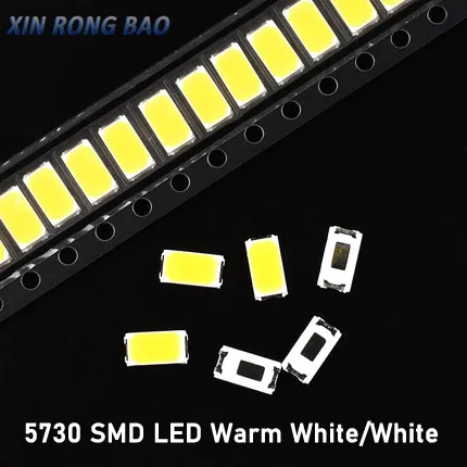 100-200pcs 5630/5730-CW/WW 0.5W-150Ma 50-55lm 6500K White/ Warm white Light SMD 5730 5630 LED 5730 diodes (3.2~3.4V)