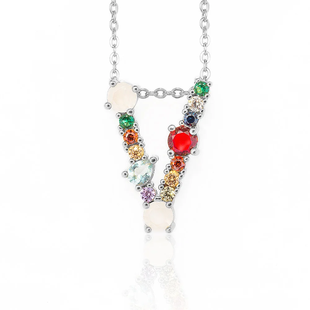 Модное Золотое микро Радужное CZ Очаровательное ожерелье кубический цирконий A-Z