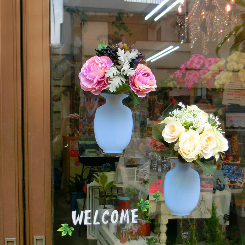 Белая силиконовая настенная ваза резиновая присоска наклейка бутылка для