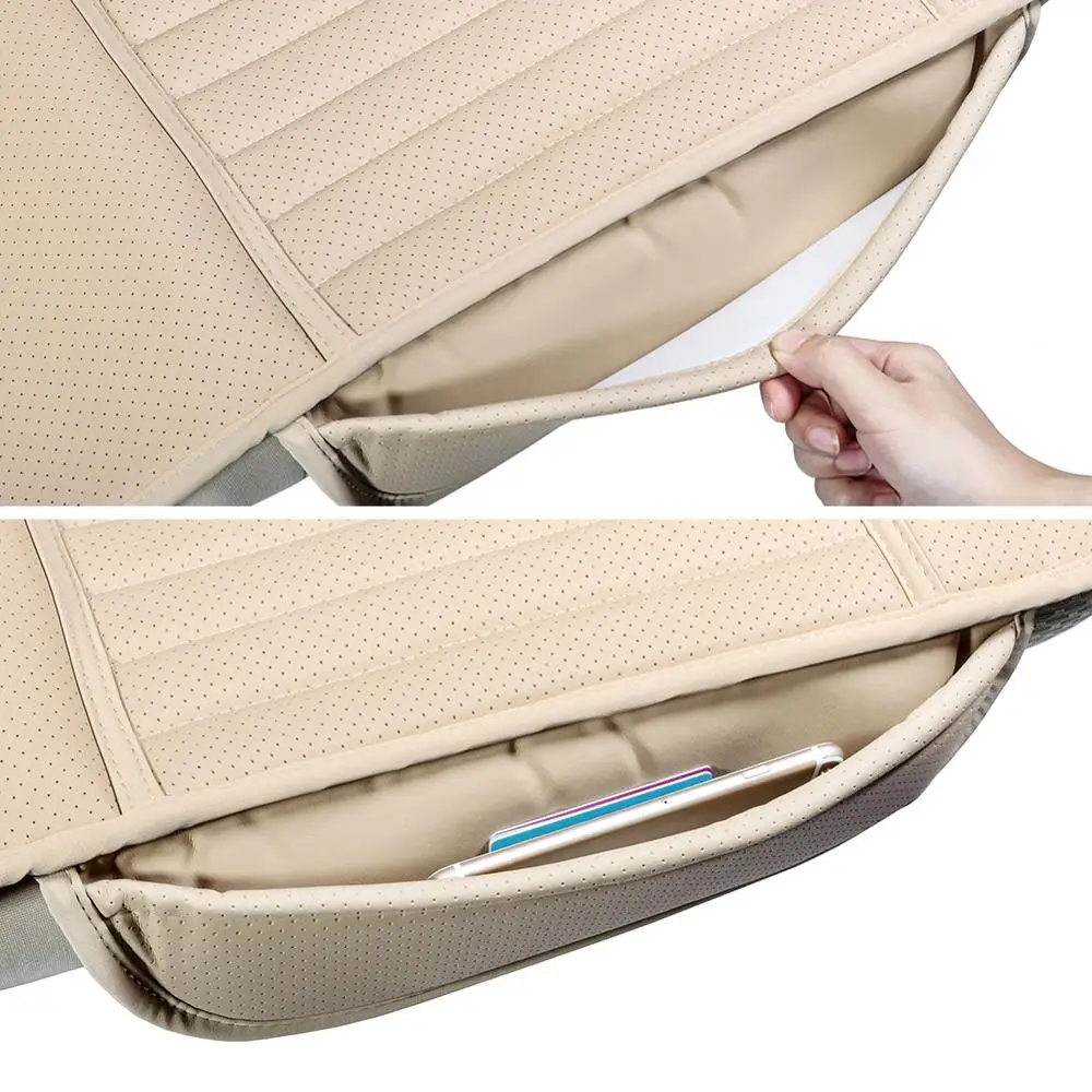 

TIROL P3 Auto Rear Seat Cushion T26376a Black Beige PU Leather Car Back Breathable Back Cover For Vehicle Supplies Long Pad Mat