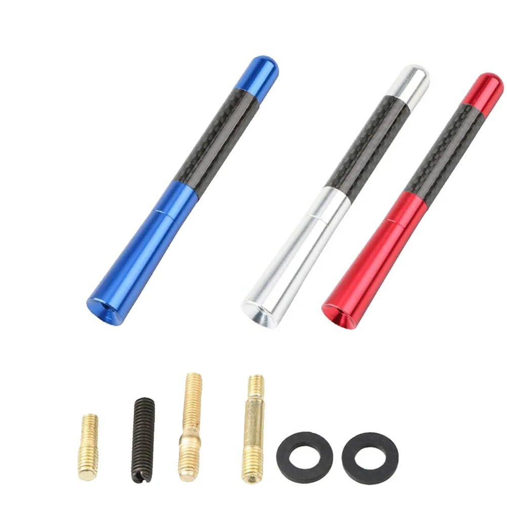 

12CM Aluminum Carbon Fiber Car Radio Antenna Decorative Antenna Roof Signal Antenna Blue Red Sliver Car Replacement Accessories