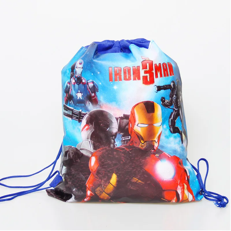 Iron Man 1 шт./лот детский душ лего украшение шнурок нетканый материал Человек-паук подарки сумки День рождения Рюкзак Детские сувениры - Цвет: Iron Man