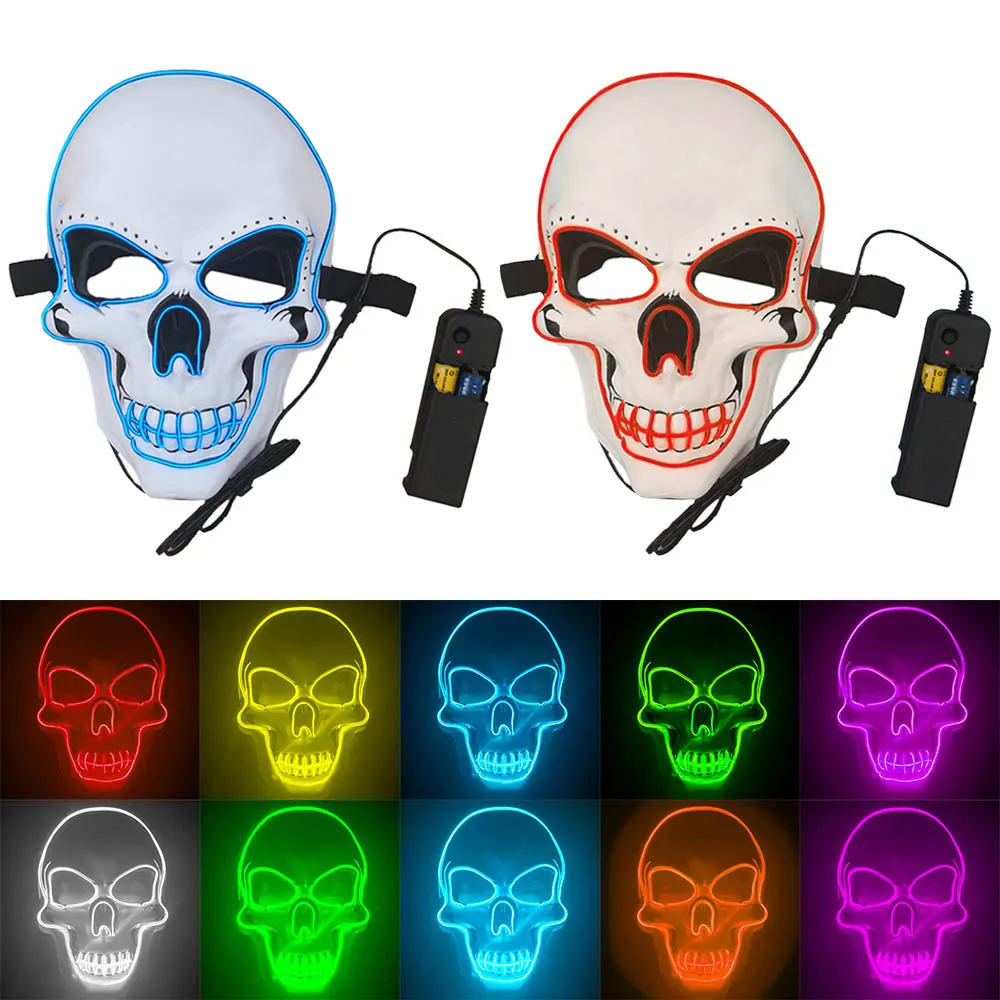 Светодиодная маска на Хэллоуин вечеринку Маскарад страшные маски Ужасный Череп