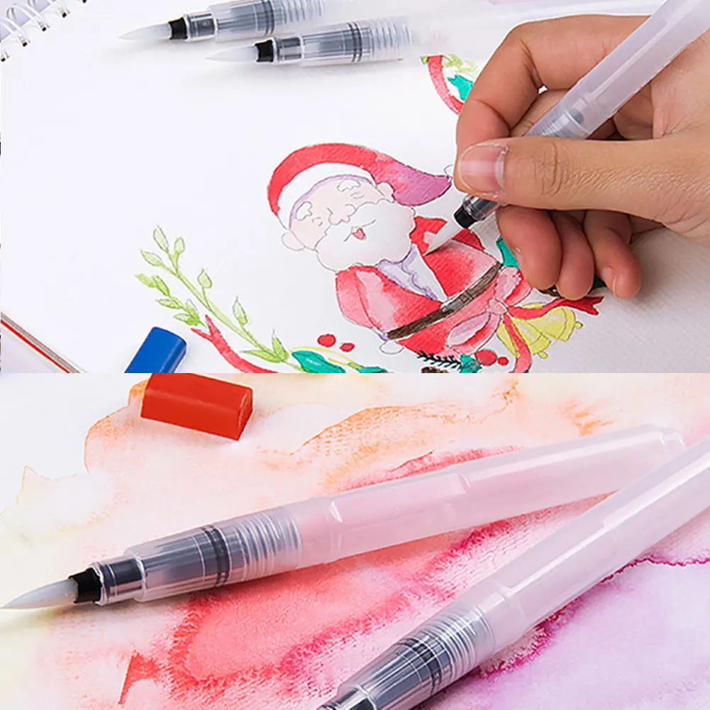 

6 Pcs/set Water Color Brush Pencil Paint Portable Brush Soft Watercolor Brush Ink Pen for Beginner Painting Drawing Art Supplies