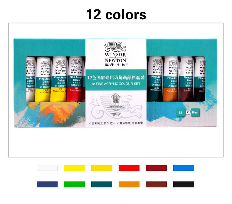 Winsor Ньютон акриловые Краски для Pintura Peinture Acrylique 10 мл 12/18/24 цветов набор краски акриловой Краски Pigmento товары для рукоделия