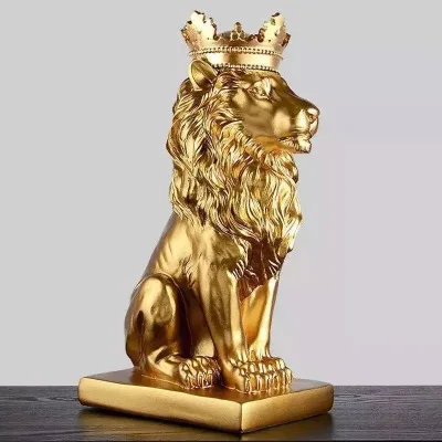 gold Абстрактный Смола Лев Скульптура Корона Статуя Льва ремесленные украшения с изображением короля льва в заказе будет отправлена модель аксессуары для украшения дома подарки 05446 - Цвет: gold